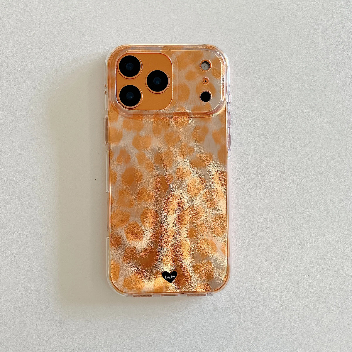 Textured Orange Leopard Pattern iPhone Case