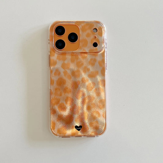 Textured Orange Leopard Pattern iPhone Case