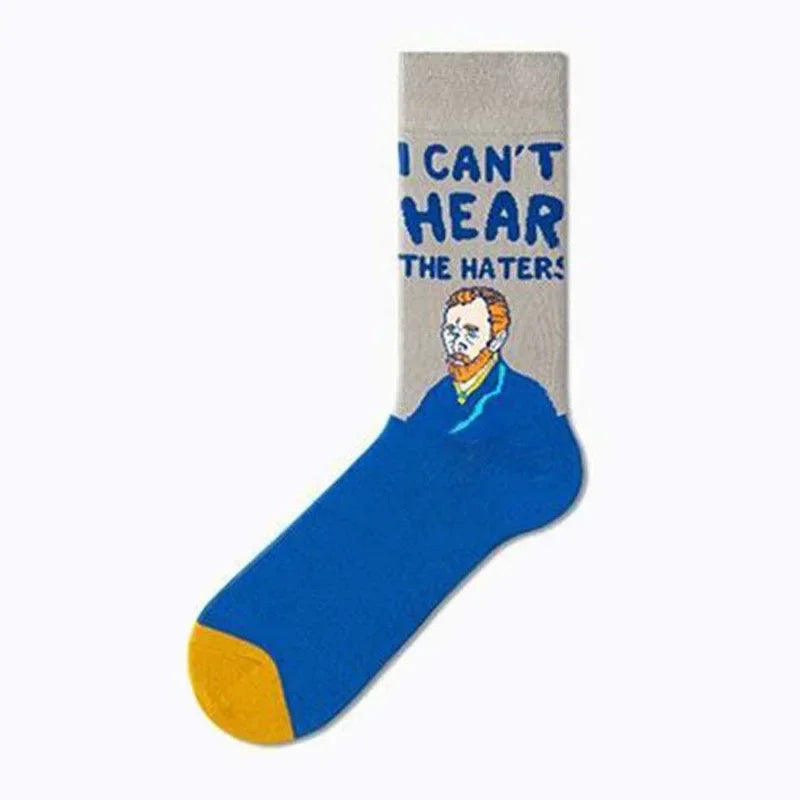 Happy Socks AB Asymmetrical Socks Cartoon Color Contrast Fashion Cotton Men And Women Couples Mid Tube Socks - Ice Cream Cake