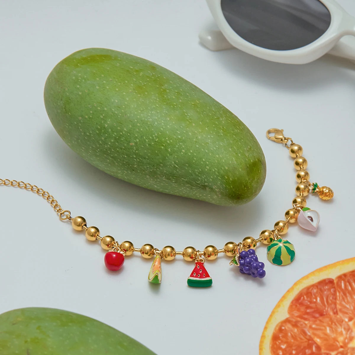 Fruit Charm necklace and Bracelet Set