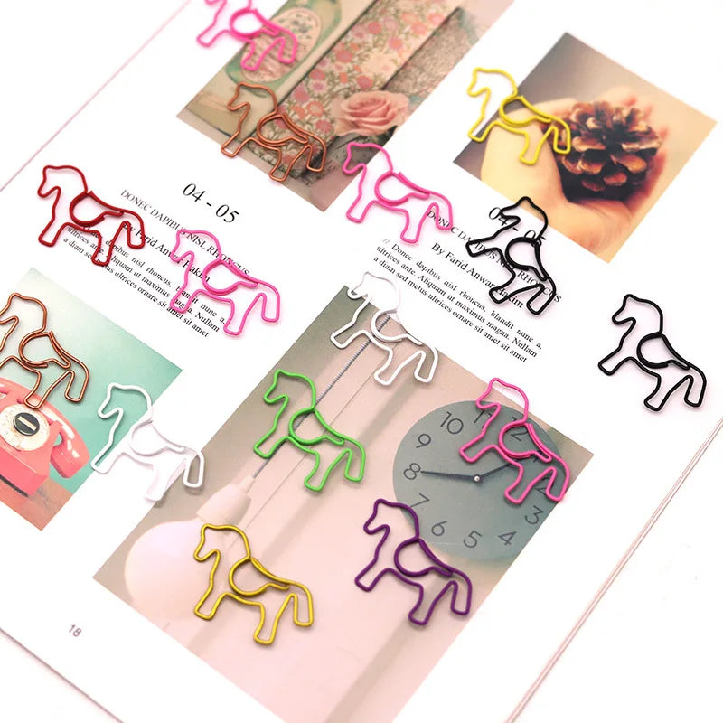 20-100pcs Color Pony Horse Paper Clip Special-shaped Paper Clip Animal Papeclips Creative Stationery Office School Supplies - Ice Cream Cake