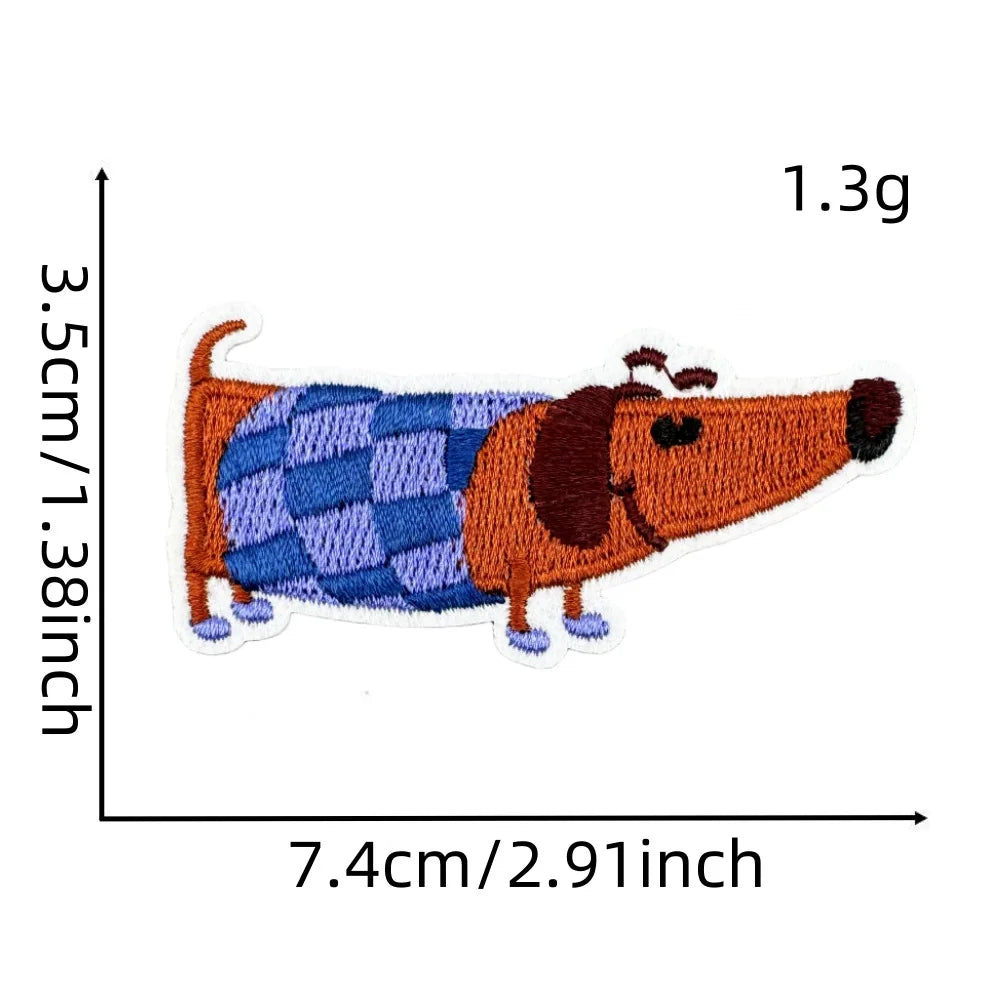 Cartoon Dachshund Embroidered Iron on Patch