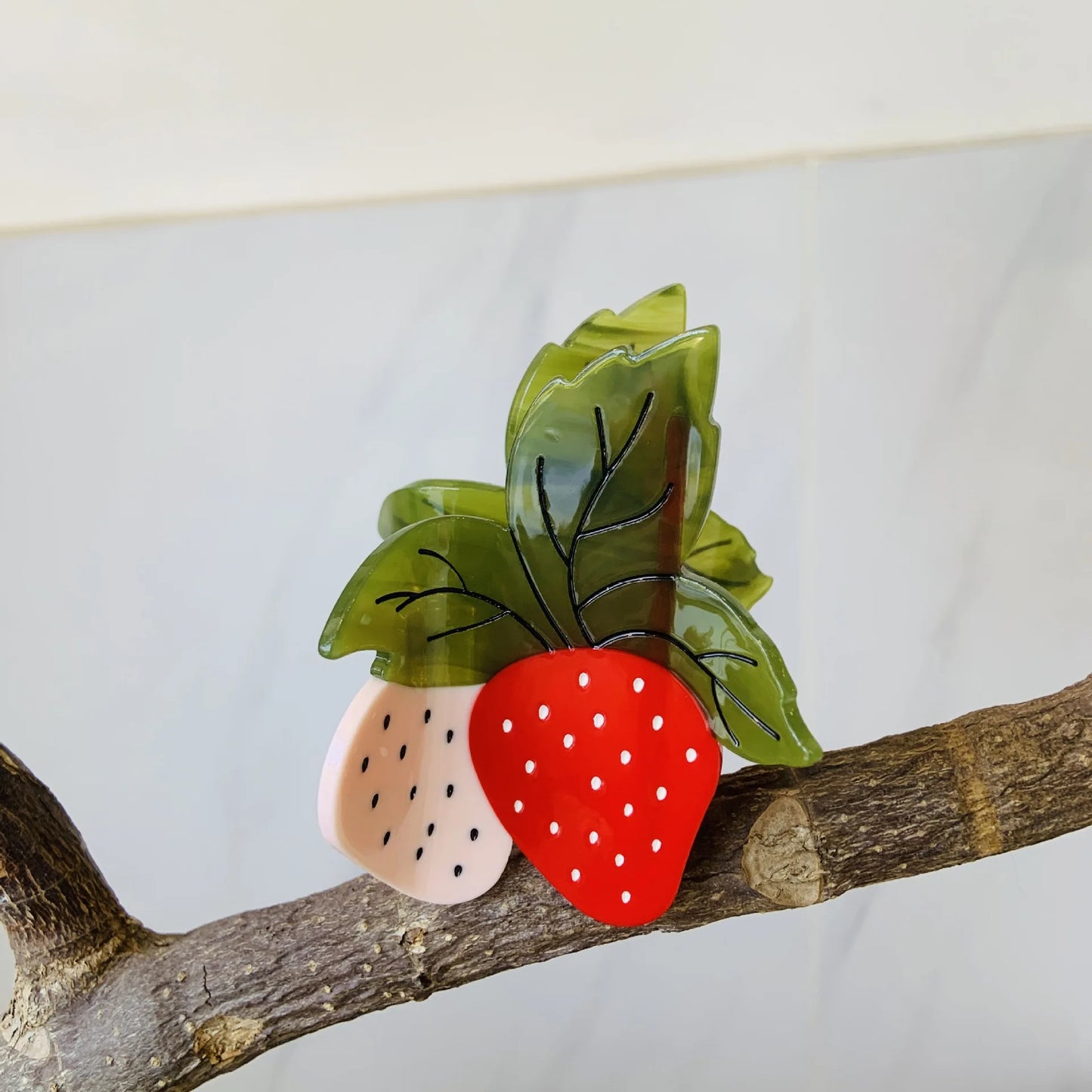 Glossy Acrylic Strawberry Hair Claw Clip