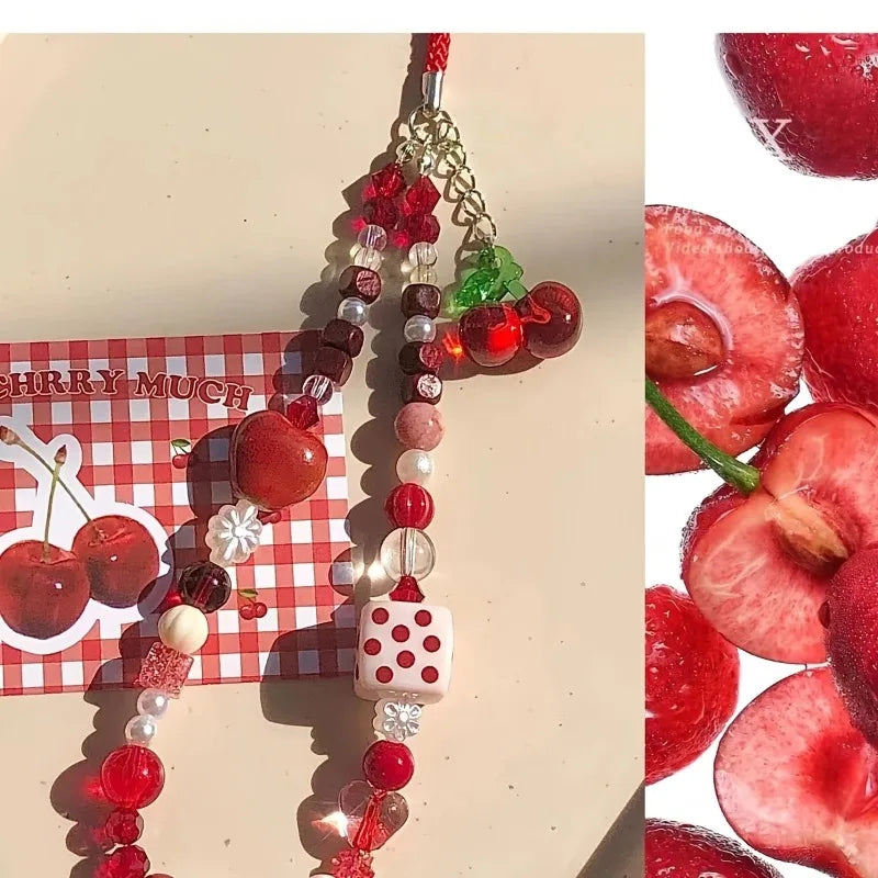 Korean Fashion Creative Cherry Pendant Mobile Phone Lanyard Anti-drop Anti Lost Mobile Phone Chain Multipurpose Hand Wrist Strap - Ice Cream Cake