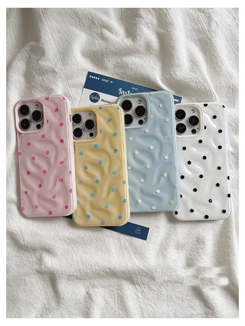 Black Polka Dots Phone Case For IPhone 17 16 16E 15 14 13 12 11 Pro Max XR XS Max 7 8 Plus Cute INS Cover Case Fundas - Ice Cream Cake