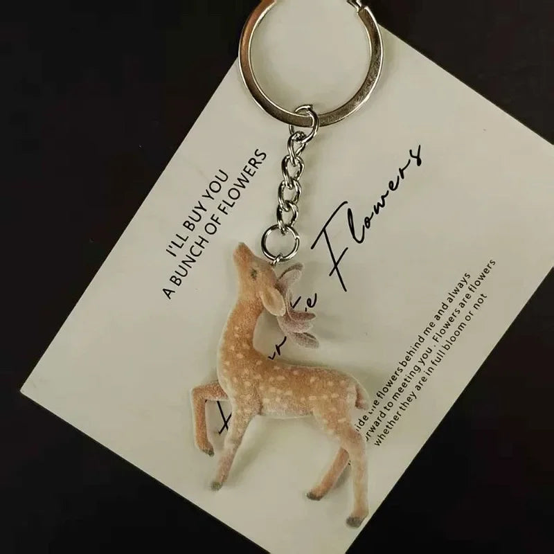 Flocked Deer Coquette Clip-On Charm Keychain