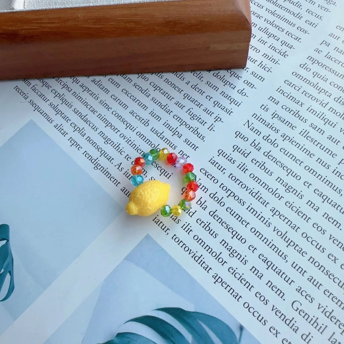 Beaded Fruit Charm Rings