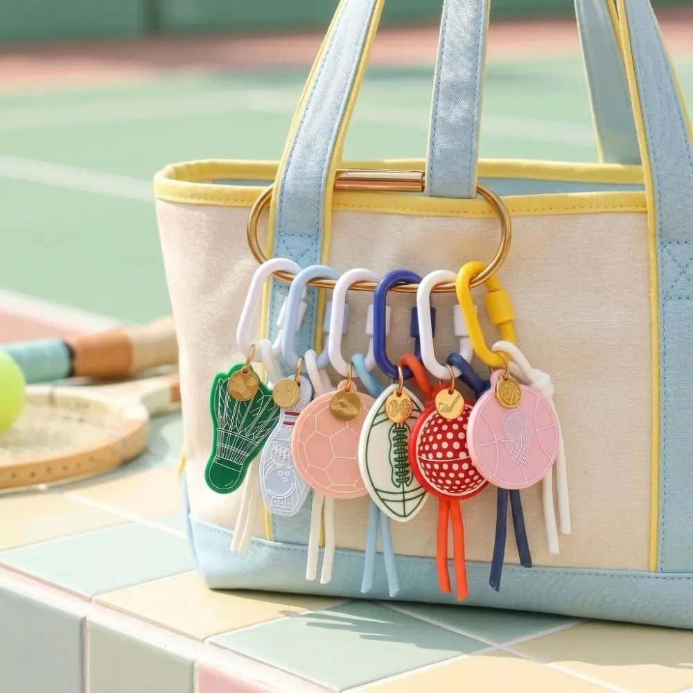 Weave Rope Rope Woven Acrylic Keychain Contrasting Color Golf Sports Series Pendant Tennis Geometric Shape Bag Chain Charms - Ice Cream Cake