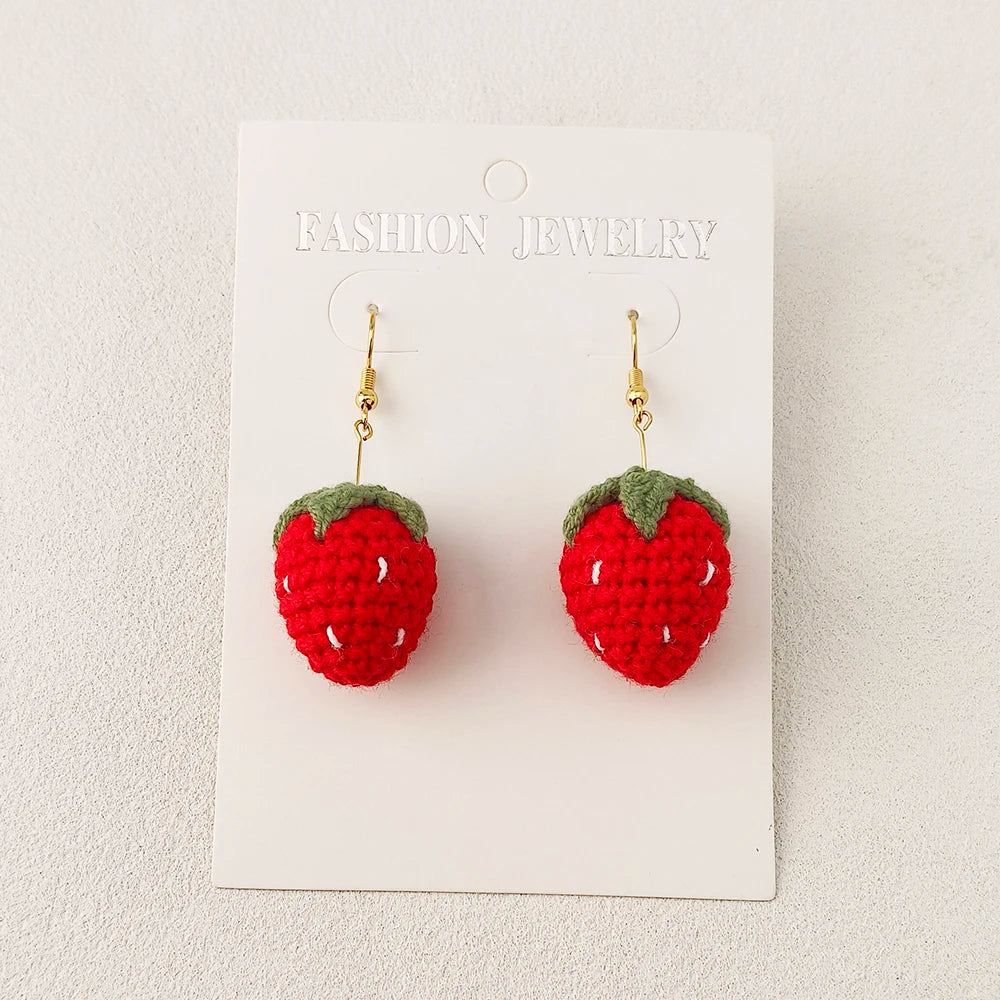 Crochet Fruit Earrings (8 Designs) - Ice Cream Cake