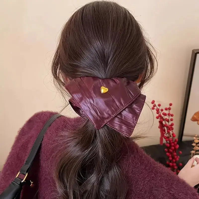 Leather Effect Heart Charm Scrunchie