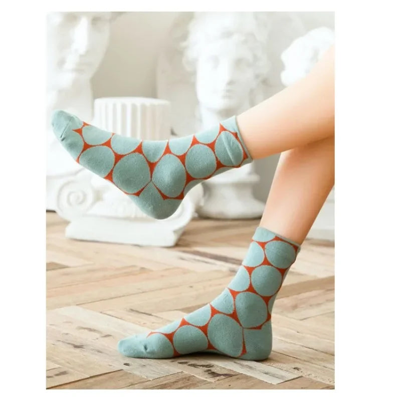 Stylish Dot Crew Socks - Ice Cream Cake