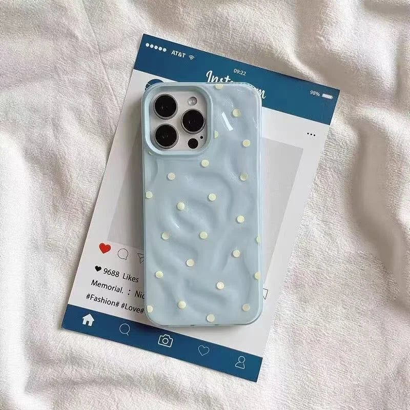 Black Polka Dots Phone Case For IPhone 17 16 16E 15 14 13 12 11 Pro Max XR XS Max 7 8 Plus Cute INS Cover Case Fundas - Ice Cream Cake