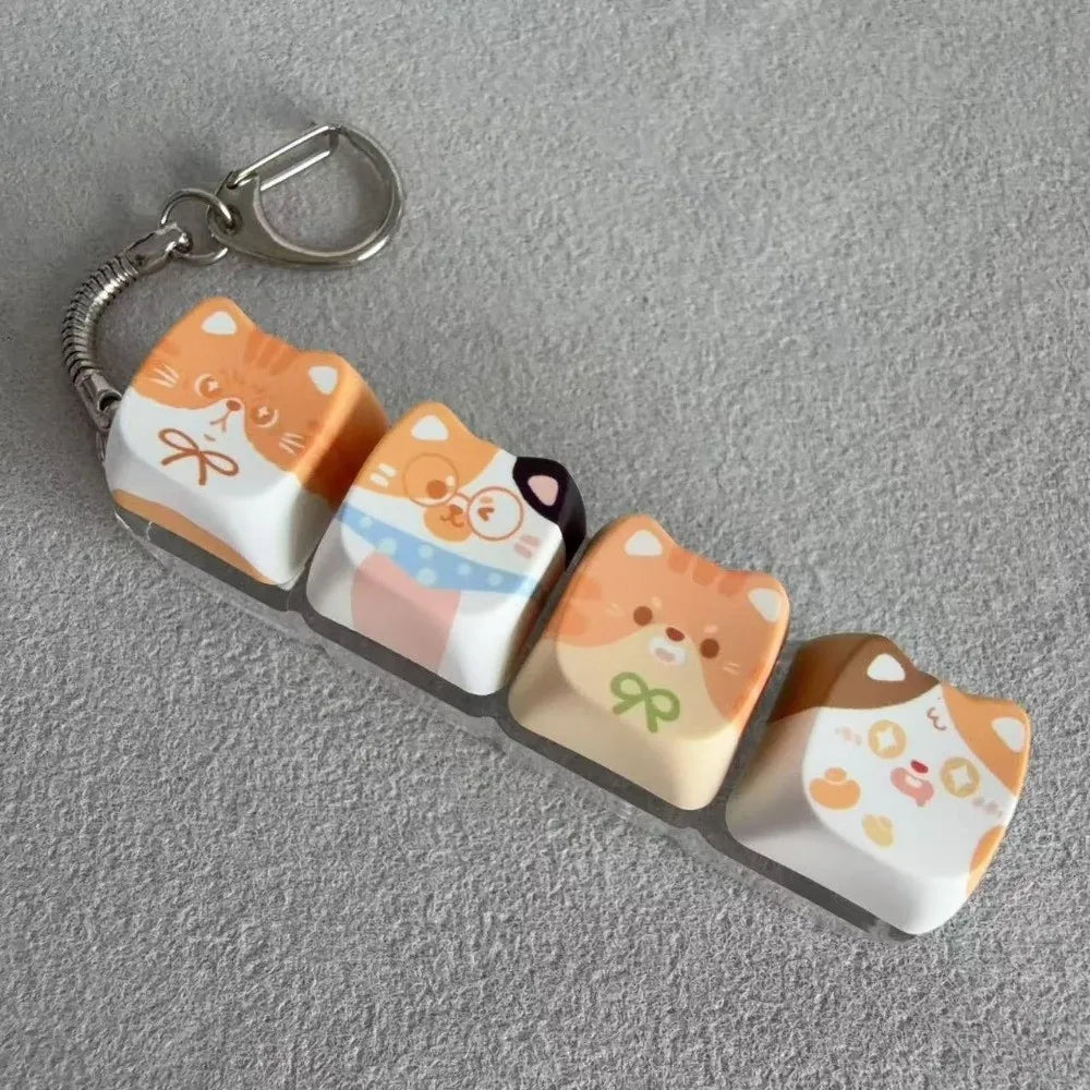 Kitty Cat Clicking Keyboard Key Fidget Keyring