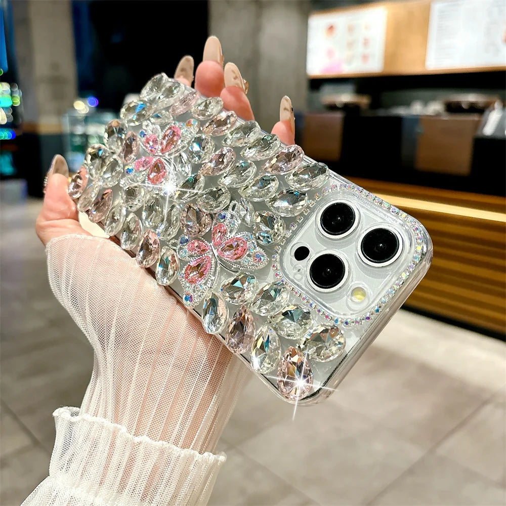 Glitter Rhinestone Butterfly Case for iPhone