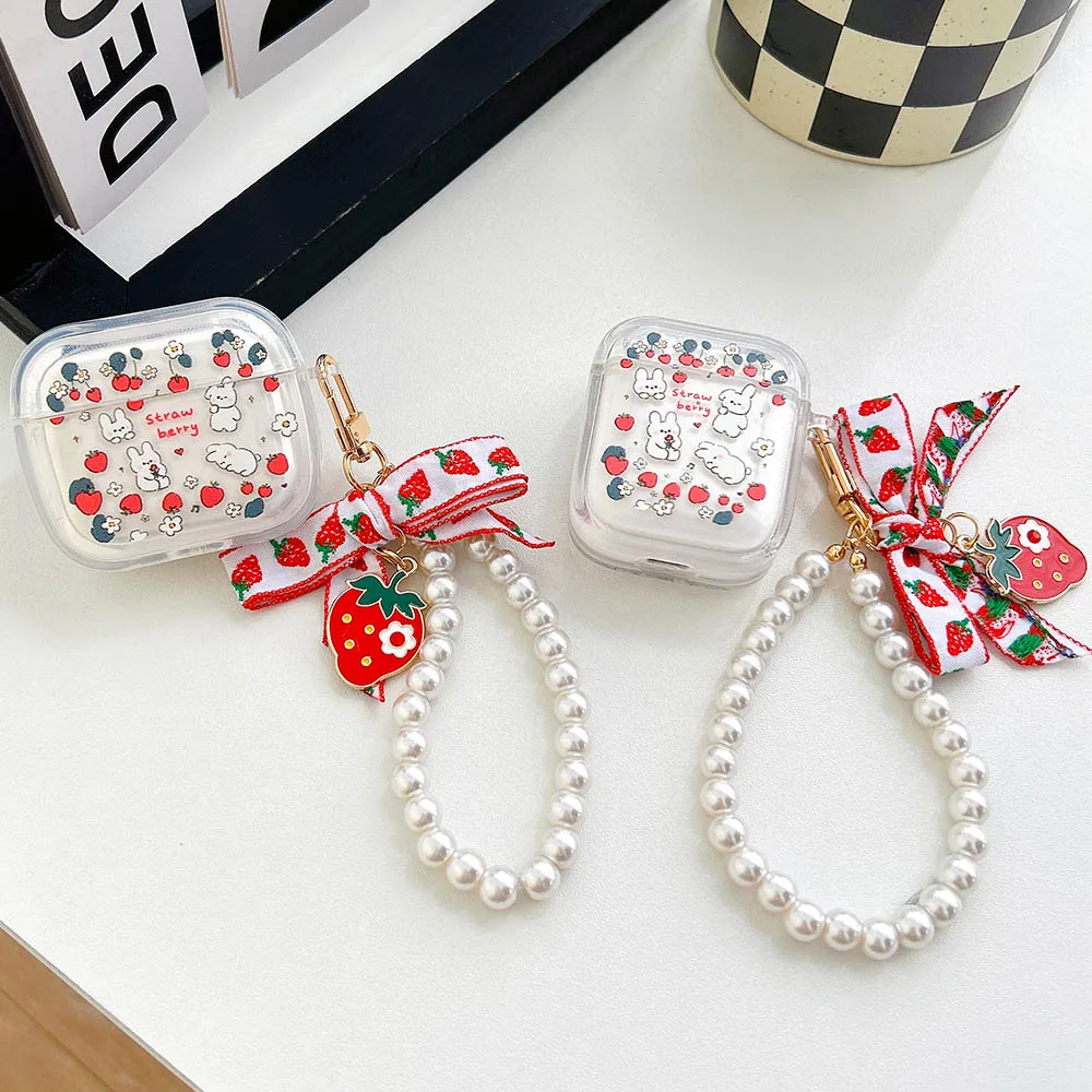 Strawberry Bunnies Charm AirPods Charger Case Cover