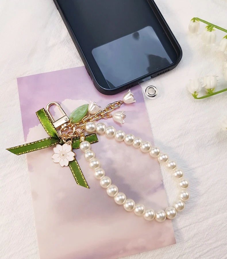 Pearlescent Lilies Clip On Wrist Strap