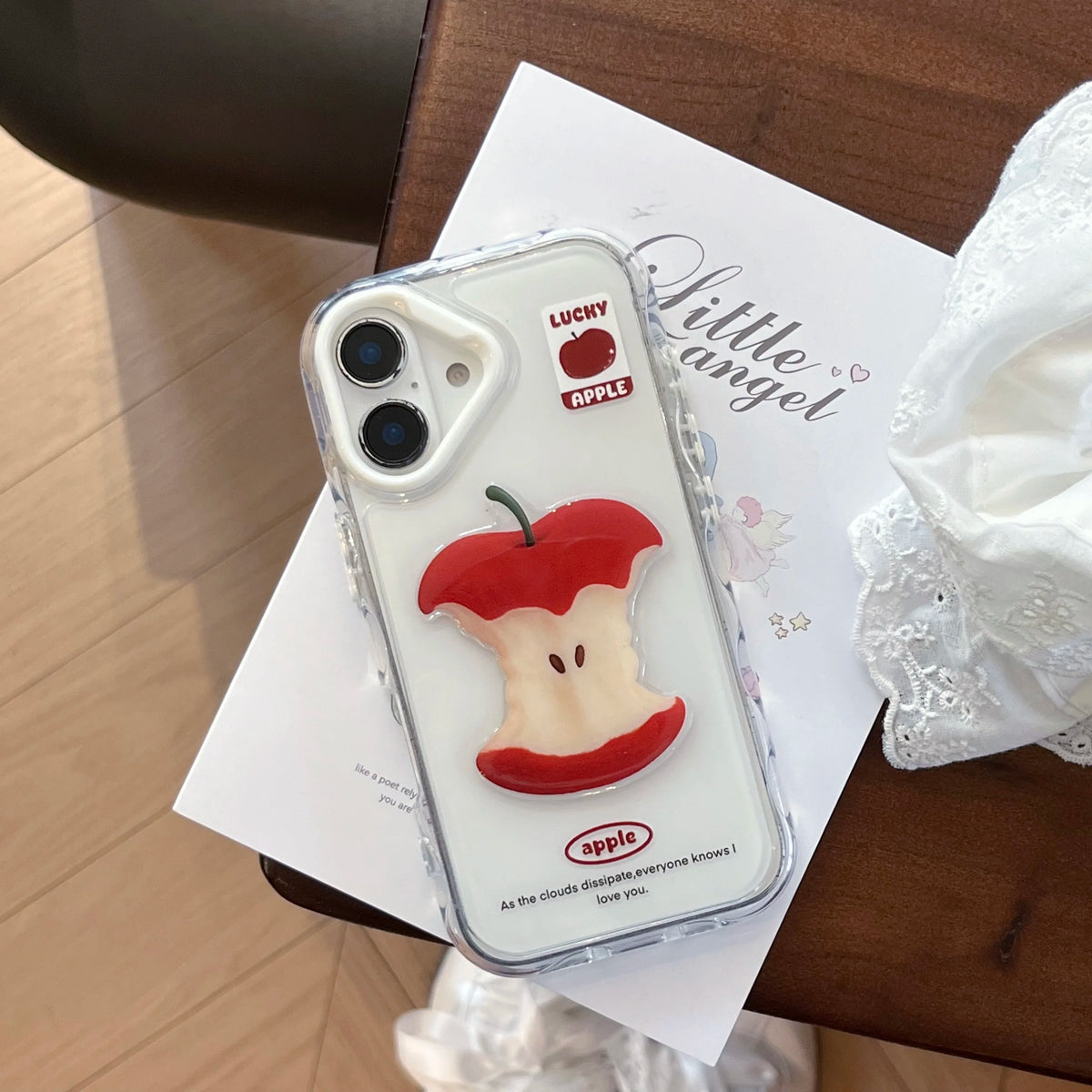Korea Cute Unique 3D Apple Pear Clear Phone Case for IPhone 16 15 14 Pro Max Anti-Fall Shockproof Protective Soft Shell - Ice Cream Cake