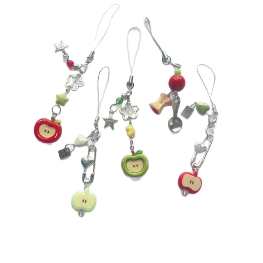 Ins fruit pendant for apple airpods iphone cartoon crystal bead charms bracelet bag chain bracelet phone lanyard anti loss rope - Ice Cream Cake