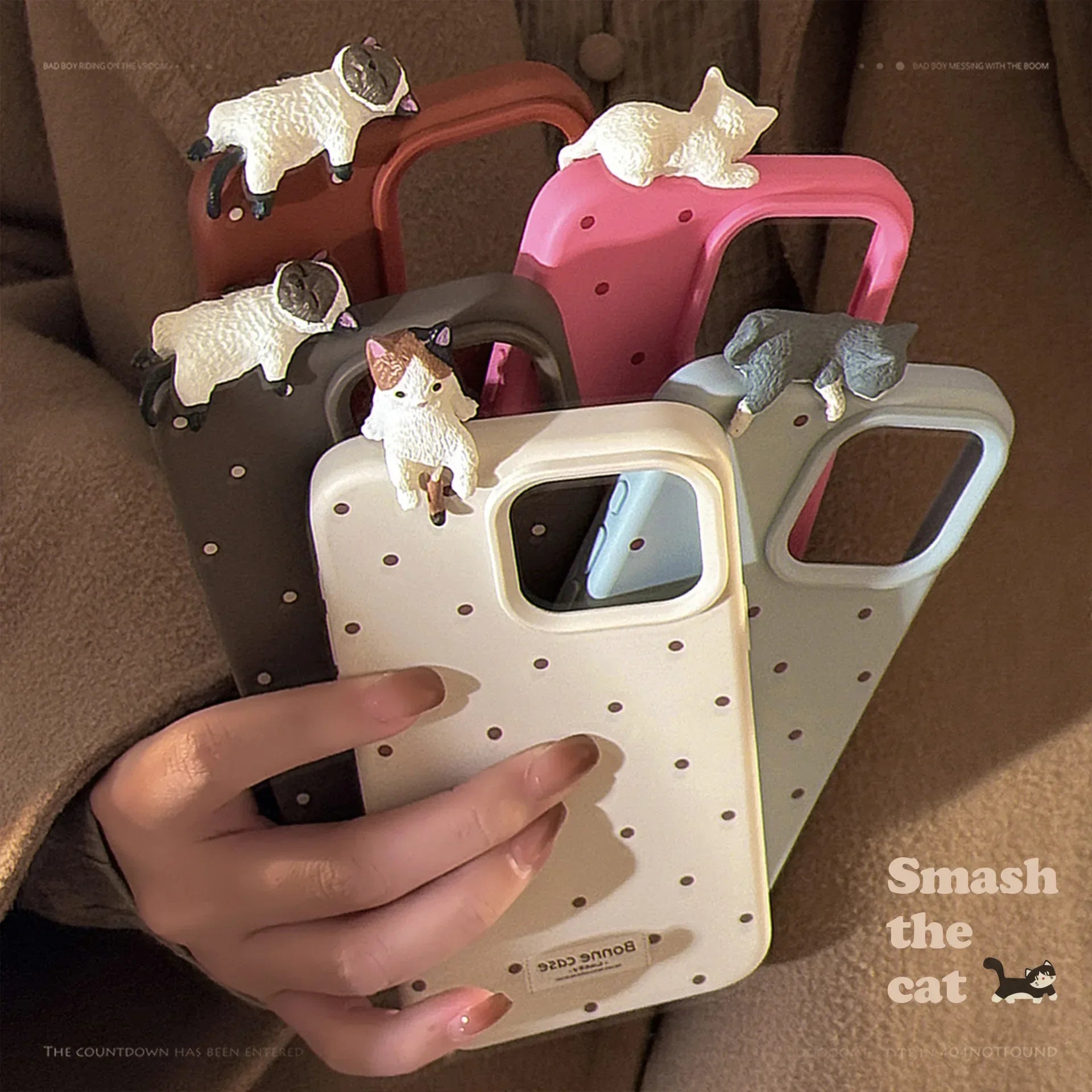 Cat Friends Polka Dot iPhone Case (5 Designs) - Ice Cream Cake
