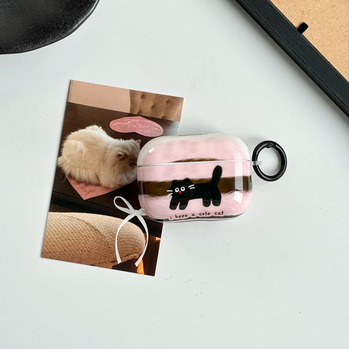 Strawberry and Chocolate Black Cat AirPods Charger Case Cover