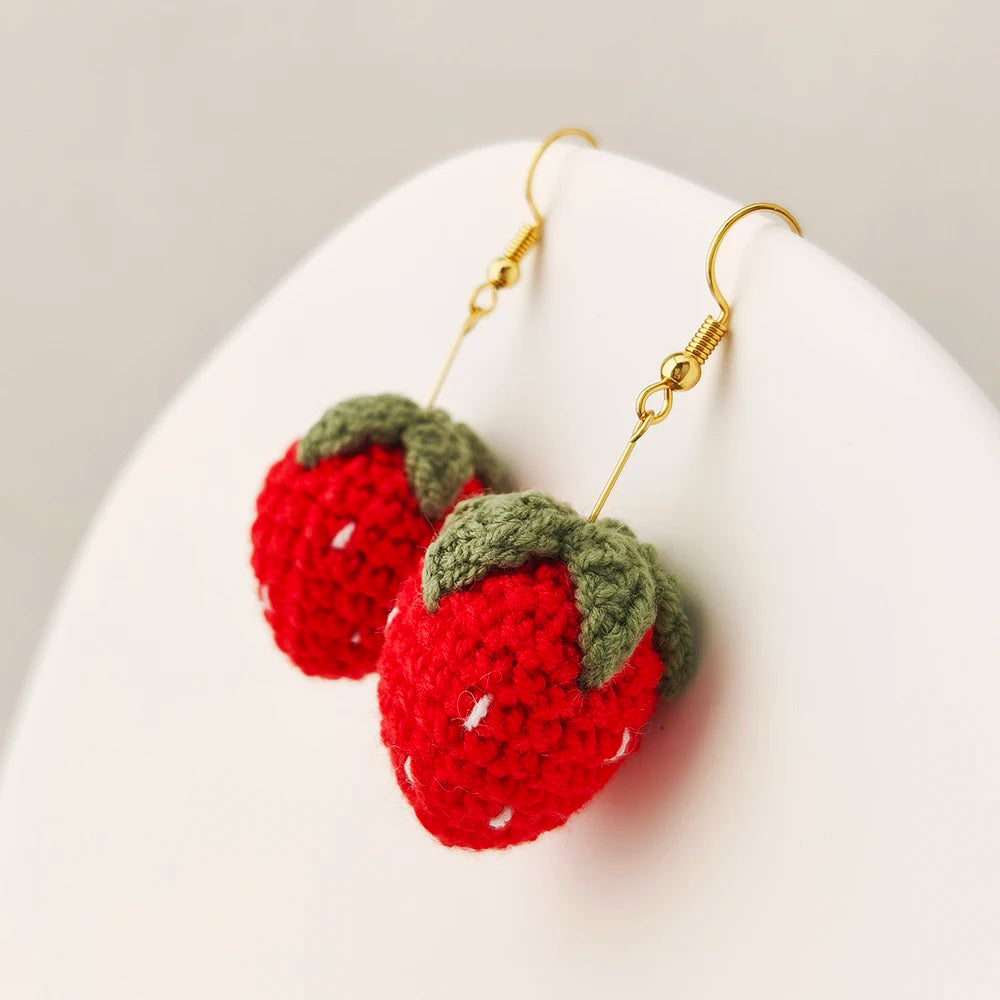 Crochet Fruit Earrings (8 Designs) - Ice Cream Cake