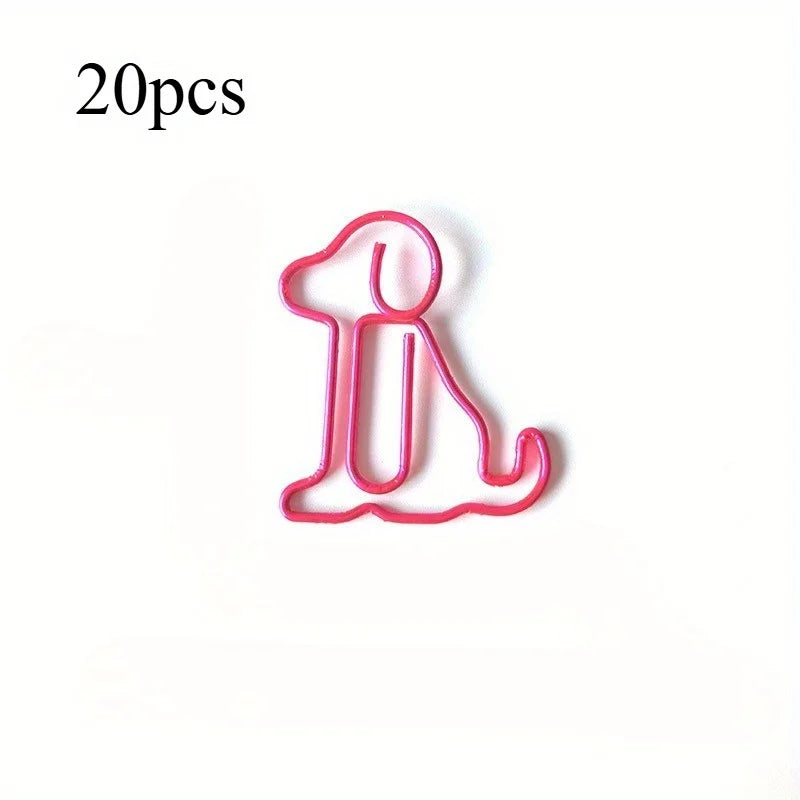 20pcs Colorful Animal Paper Clips - Cute Sitting Dog Design, Iron Material, Perfect for Office Organization - Ice Cream Cake