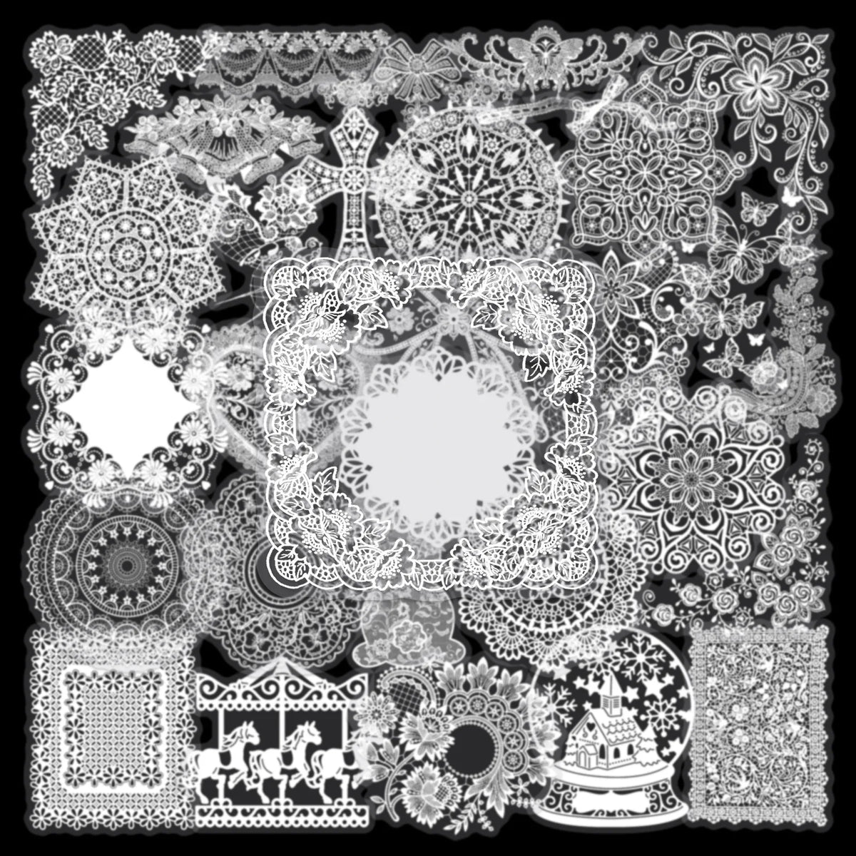 Lace Pattern Sticker Set (Set of 50pcs)