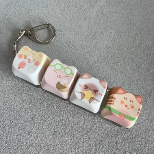 Kitty Cat Clicking Keyboard Key Fidget Keyring