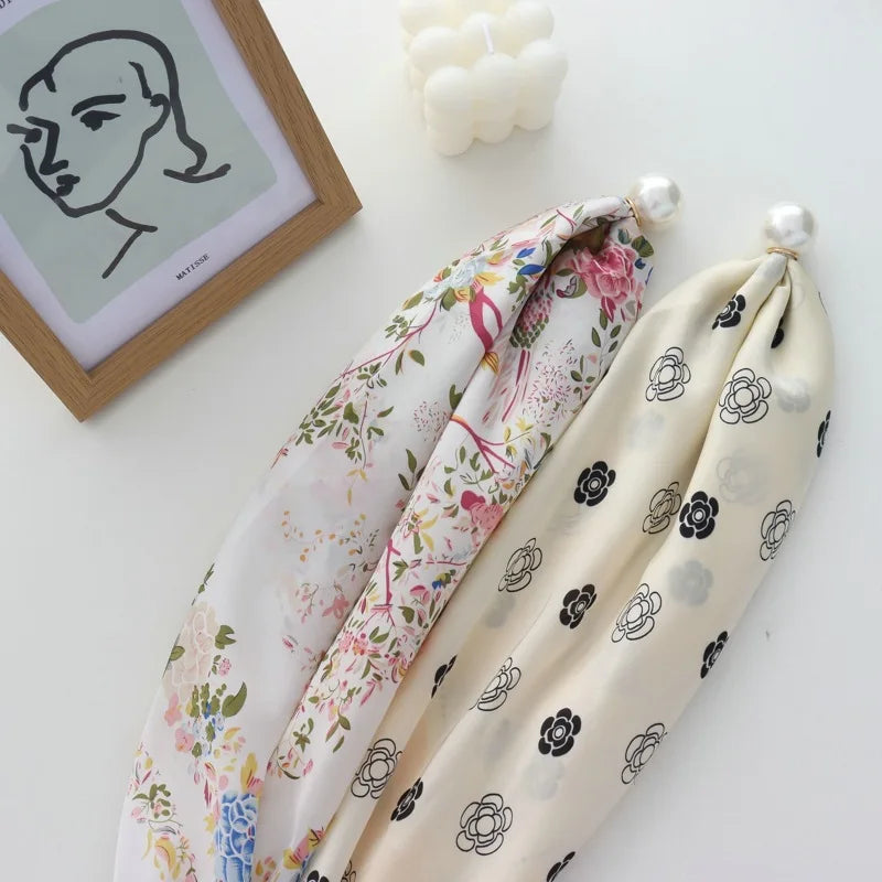 Faux Pearl Detail Scarf