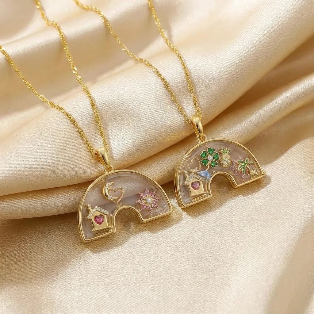 Shaker Charm Rainbow Necklace