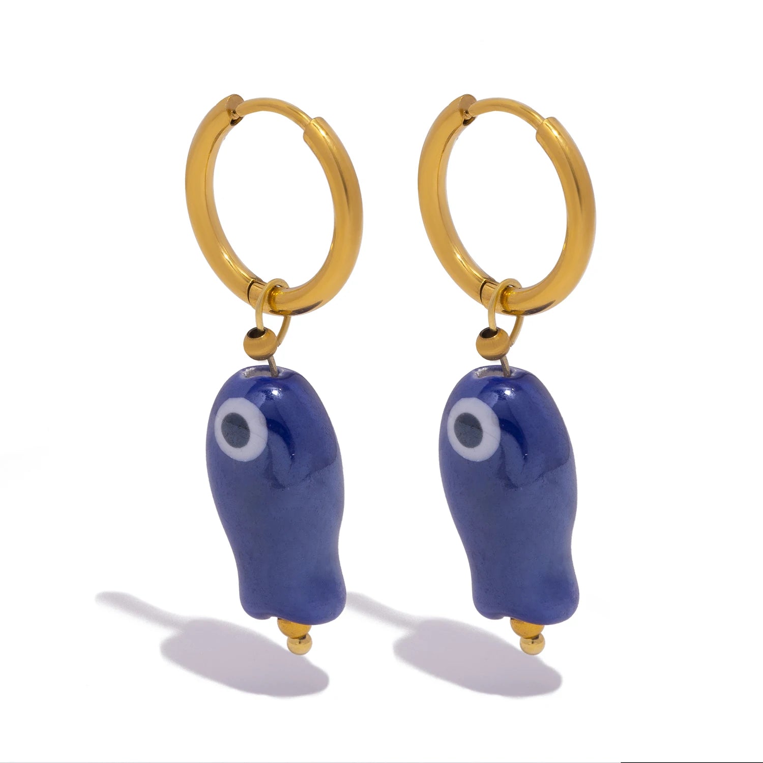 Stainless Steel Ceramic Fish Earrings for Women, Summer Dopamine Jewelry with Vibrant Colorful Pendant Hypoallergenic Gift - Ice Cream Cake