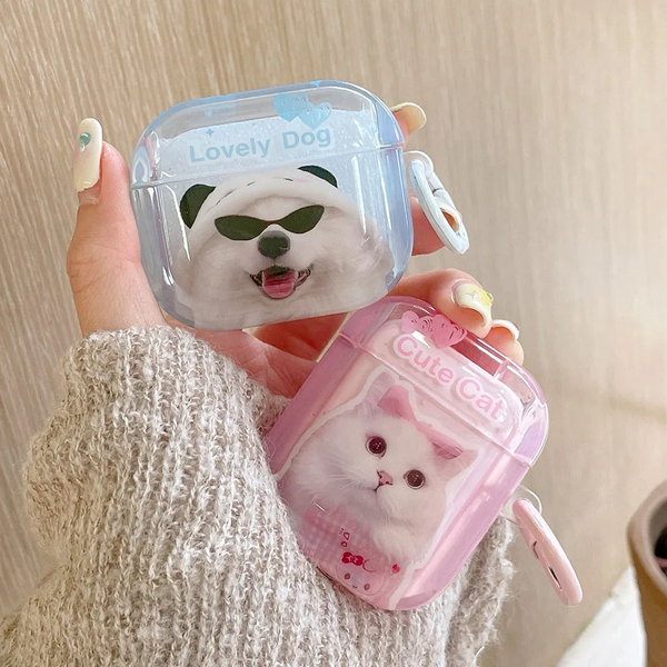 Cute Cat And Lovely Dog AirPods Charger Case Cover (2 Designs)