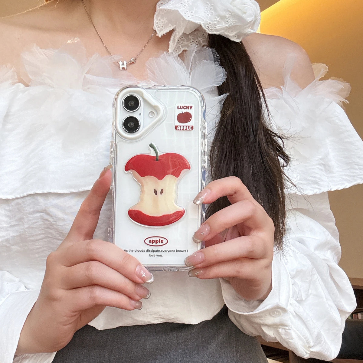 Korea Cute Unique 3D Apple Pear Clear Phone Case for IPhone 16 15 14 Pro Max Anti-Fall Shockproof Protective Soft Shell - Ice Cream Cake
