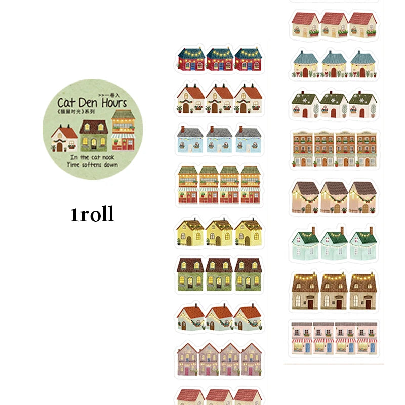 Mr.Paper 200cm/Roll Cat House Time Series Die-Cut Washi Tape Kawaii Cat & Bakery Decor for Journal Scrapbook DIY PhoneCase Decor - Ice Cream Cake