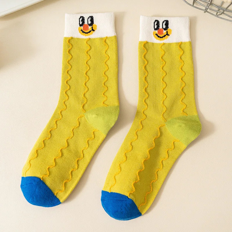Funny Cute Cartoon Clown Casual Sports Women's Mid-tube Socks Cartoon Circus Long Cotton Socks Personality Brand Socks - Ice Cream Cake