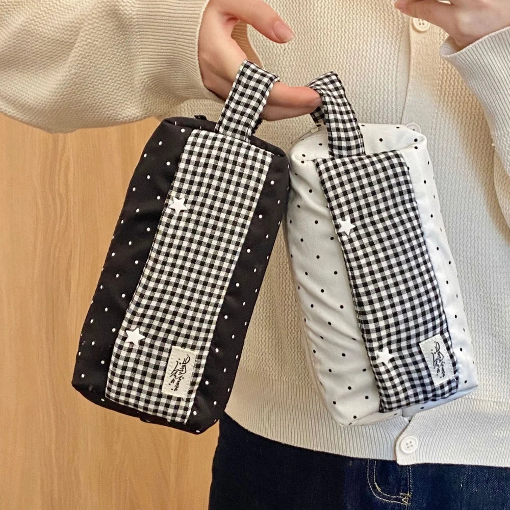 Gingham Polka Dot Pencil Case