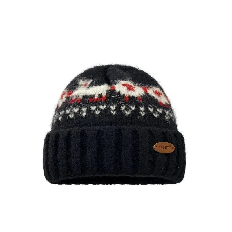Sheep and Alpaca Farm Fair Isle Knit Beanie Hat