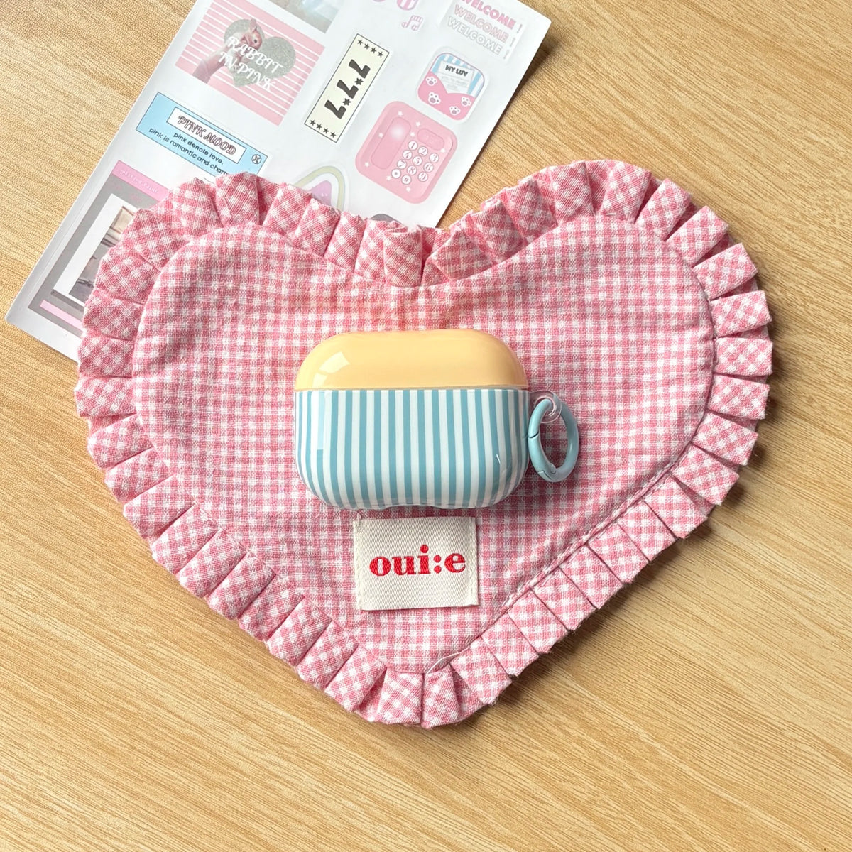 Lovely Pink Checkered Blue Stripe Pattern Dopamine Color Series Protective Earphone Case Suitable for AirPods 1 2 3 4 Pro 2 Pro3 - Ice Cream Cake