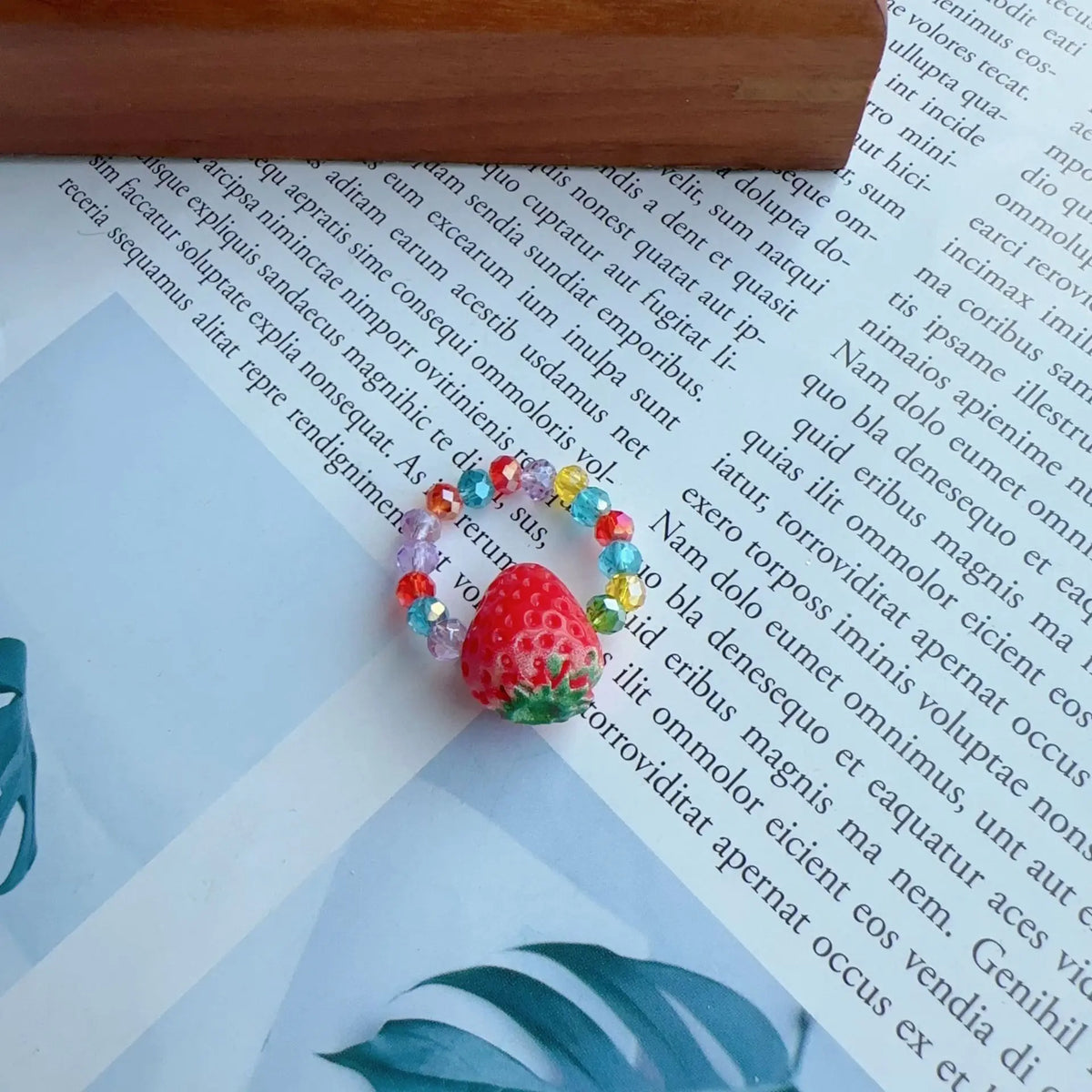 Beaded Fruit Charm Rings