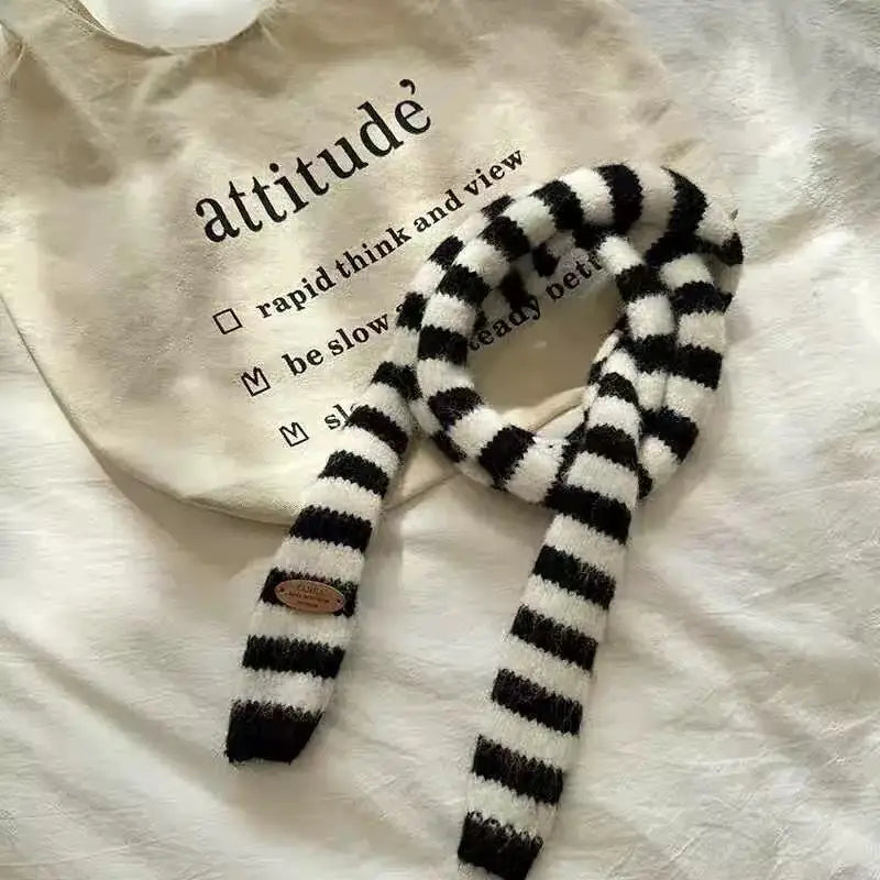 Multicolour Stripey Knit Skinny Scarf