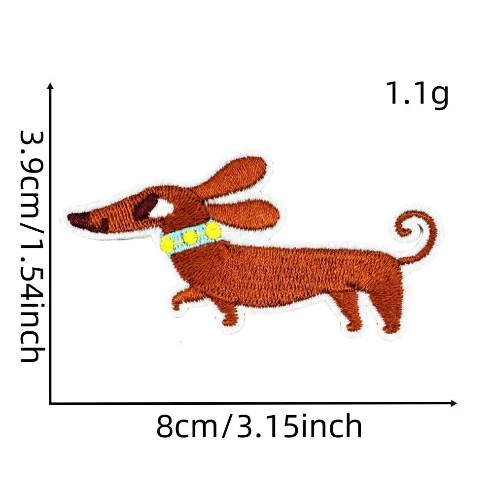 Cartoon Dachshund Embroidered Iron on Patch