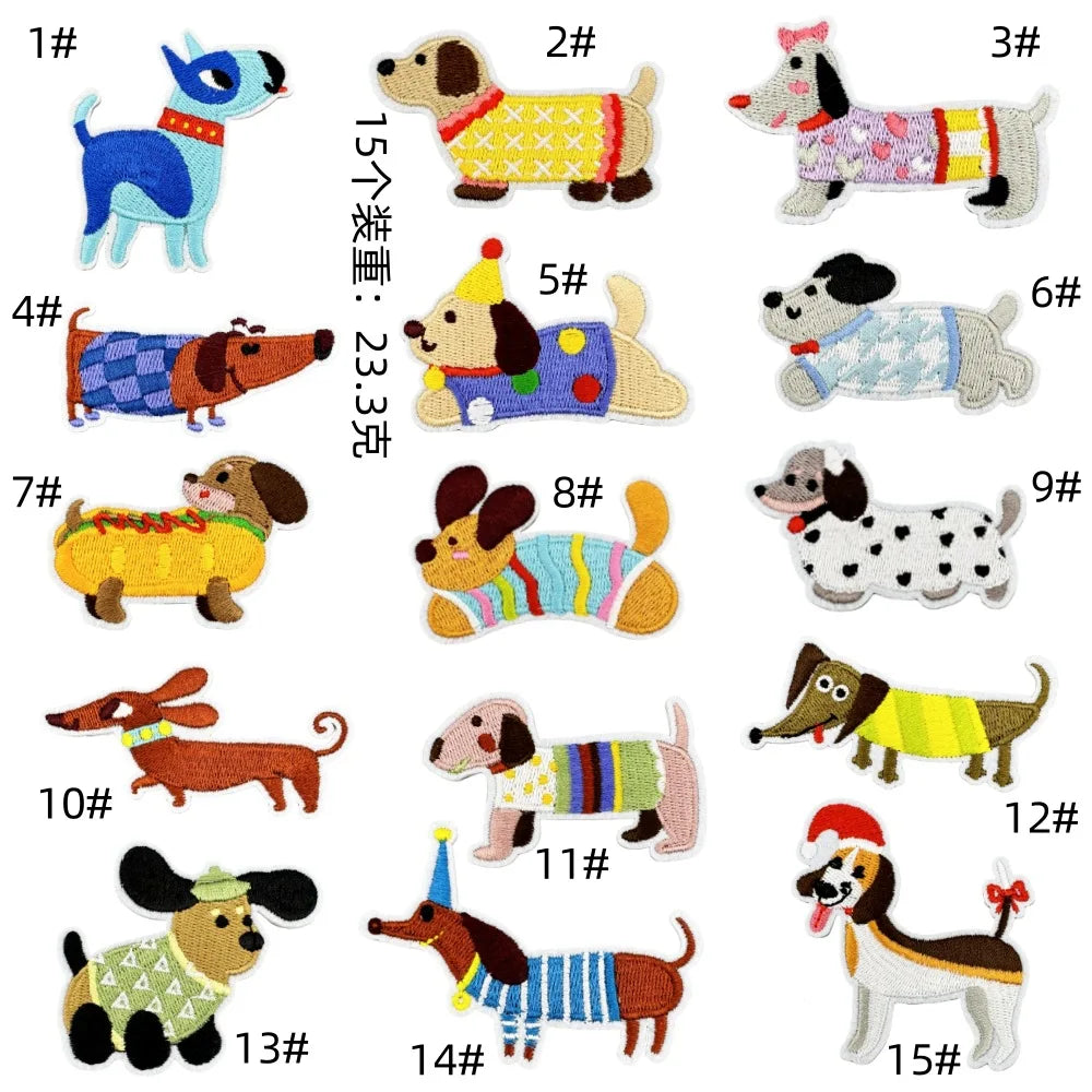 Cartoon Dachshund Embroidered Iron on Patch