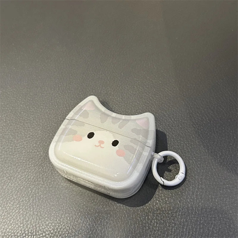 Sweet Babe Cute Sleepy Kitty Transparent AirPods Case For AirPods Pro 1st 2nd 3rd 4th Gen  Earphone Cover With Key Ring - Ice Cream Cake