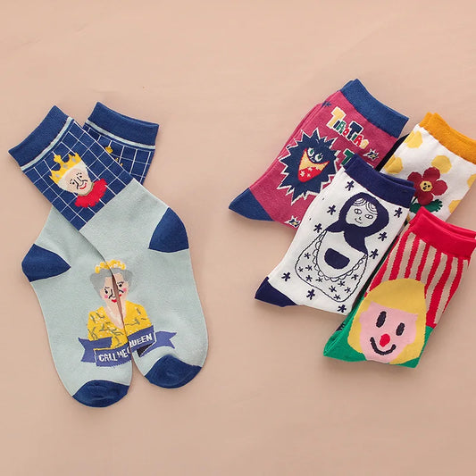 European and American fashion cartoon women socks funny Cartoon pop candy cute socks cotton for ladies 419 - Ice Cream Cake