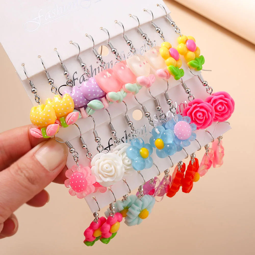 5 Pairs Cartoon Ice Cream Cookie Chocolate Donut Earrings for Women Girls 3D Food Dangle Earrings Kids Jewelry Gifts - Ice Cream Cake