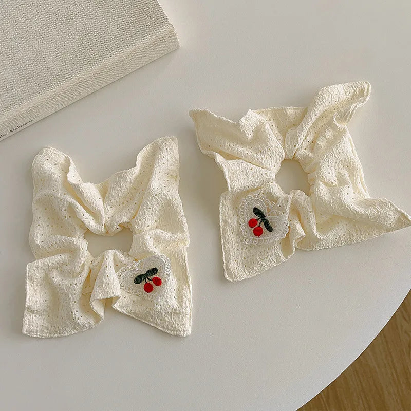 Lace Doily Style Cherry Detail Scrunchie