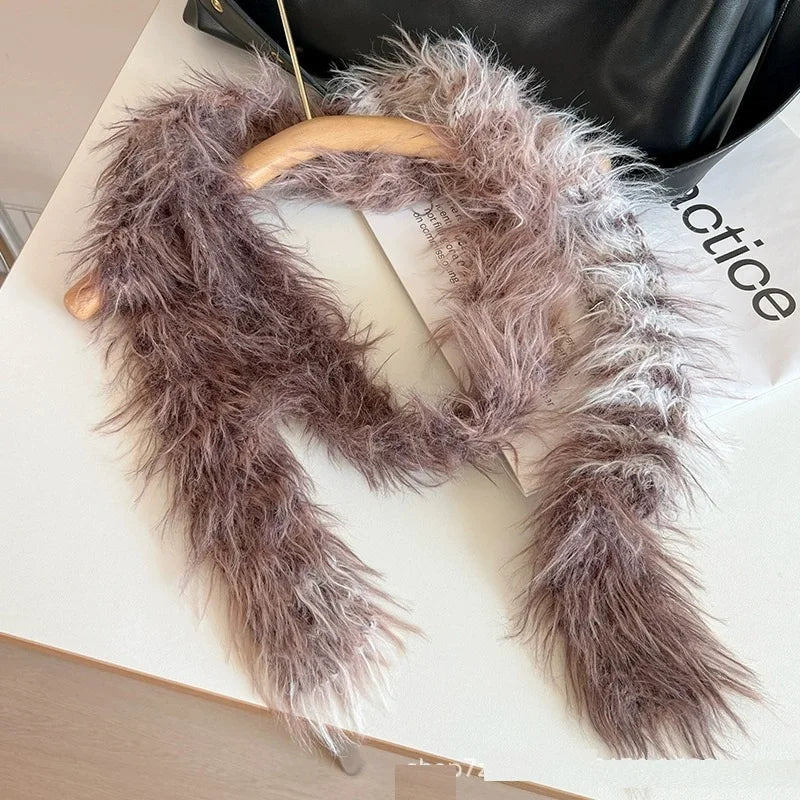 Fluffy y2K Skinny Scarf