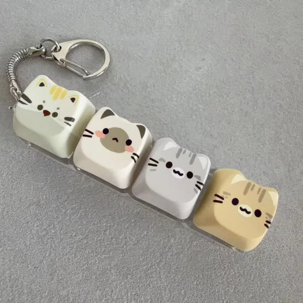 Kitty Cat Clicking Keyboard Key Fidget Keyring