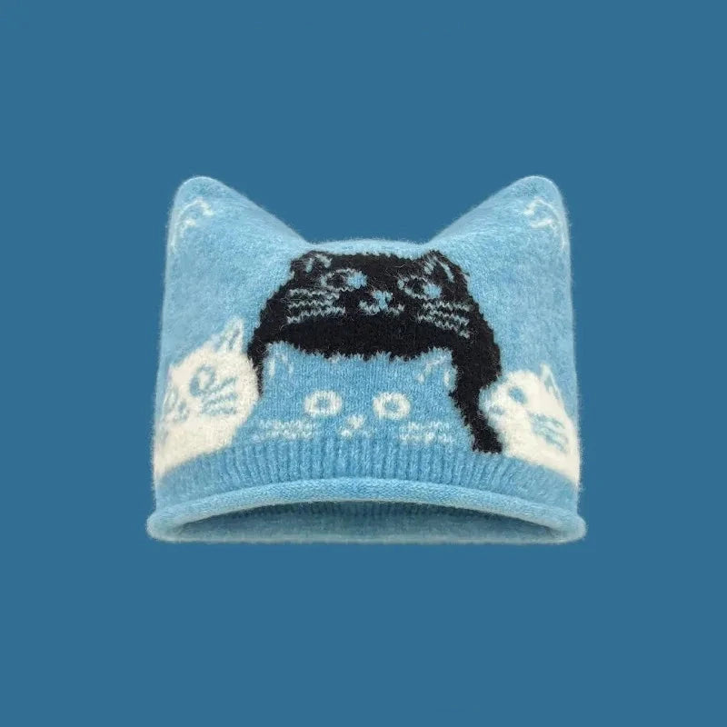 Cat Ear Kitty Cat Knit Beanie Hat