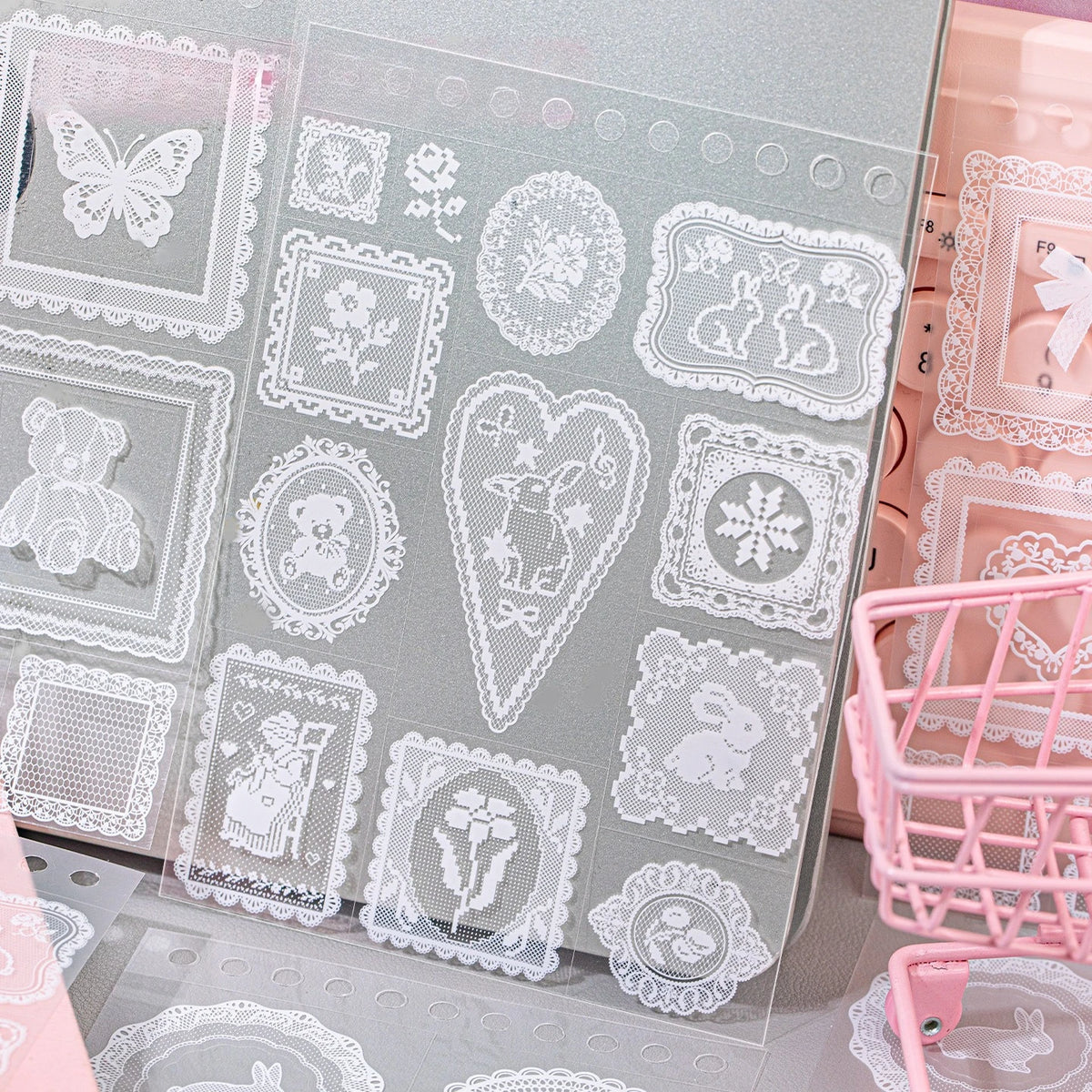 Filet Crochet Lace Sticker Book (30 Sheets)